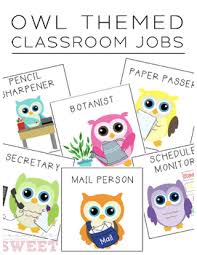 Owl Themed Classroom Job Chart
