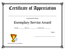 Free Printable Exemplary Service Awards Certificates Templates
