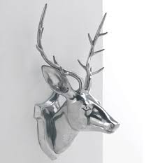 Aluminum Silver Deer Head Wall Decor