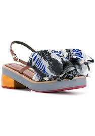 Marni Kitten Heel Sandals With Big Fabric Bow Italian Boutique