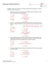 kinematics worksheet part 2