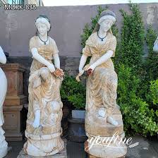 Beige Marble Woman Garden Statue