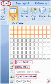 to insert table in ms word javatpoint