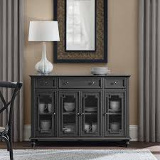 Home Decorators Collection Harriston Charcoal Black Solid Wood Glass Door Buffet