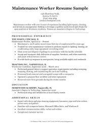 Explore the combination resume and the learn how to combine functional and chronological resume formats. Maintenance Worker Resume Sample Resume Companion