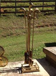 Vintage Brass Fire Place Tool Set