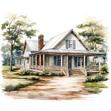 Watercolor Dogtrot House Capturing