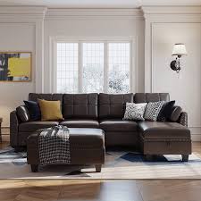 honbay faux leather sectional sofa set