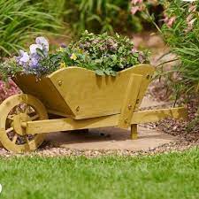 Wooden Wheelbarrow Flower Planter