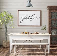 Gather Sign Shiplap Calligraphy Dining
