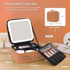 lighted mirror travel makeup bag