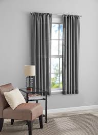 mainstays tille solid color light filtering rod pocket curtain panel pair set of 2 gray 37 x 63