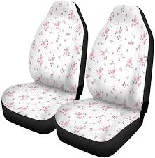 Set Of 2 Car Seat Covers Pink Flowers