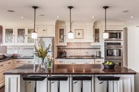 55 Beautiful Hanging Pendant Lights For Your Kitchen Island Kitchen Design White Kitchen Island Transitional Kitchen