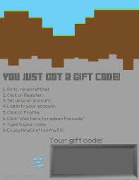 minecraft gift code card by flascher