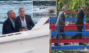 Barack Obama and George Clooney look dressed for business as they sail on a  boat in Italy | Daily Mail Online