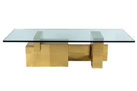 Glass Brass Veneered Coffee Table