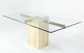 travertine pedestal base glass top mid