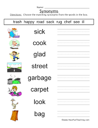 synonyms fill in the blank worksheet