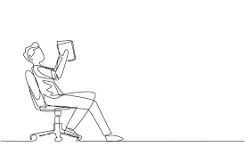 continuous line drawing boy reads book