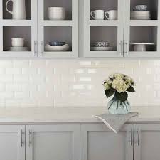 White subway tile backsplash with grey grout is among the most favorite choices. American Olean Starting Line White Beveled Subway Ceramic 3 Inches X 6 Inches Mosaic Wall Tiles The Home Improvement Outlet