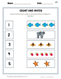 count and match numbers 1 5 worksheets