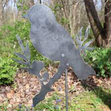 Metal Bird Garden Stake Steel Gardening