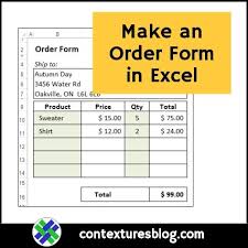 How To Make An Order Form In Excel Contextures Blog