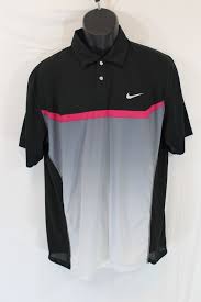 Nike tiger woods collection size l mens nike fitdry red golf polo shirt euc. Nike Tiger Woods Collection Mens Polo Golf Shirt Medium Black Pink Gray Dri Fit Tigerwoods Polorugby Golf Shirts Black Pink Mens Tops