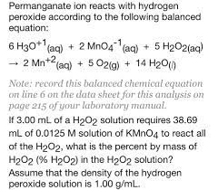 Solved Permanganate Ion Reacts With