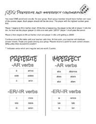 Preterite And Imperfect Spanish Worksheets Teaching