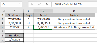 how to use the excel workday function