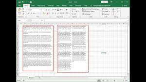 text paragraph columns in ms excel