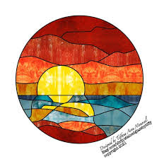 Sunset Stained Glass Pattern Digital