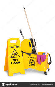 phrase caution wet floor mop bucket