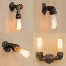 Vintage Retro Water Pipe Steampunk Wall Lamp Loft Industrial Iron Light Fixtures