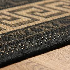 greek key flatweave black rug runrug