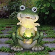 Exhart 8 In Tall Solar Frog With Led