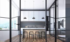 modern kitchen door glass design for