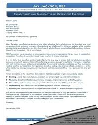 Professional Cover Letter For Manufacturing Operations Executive