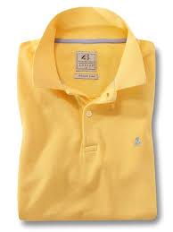 tailored fit yellow garment dyed polo t