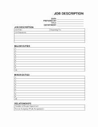 Job Description Form Template And Maintenanced Free Resume