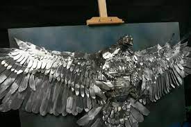 Handmade Welded Steel Bird Of Prey Wall