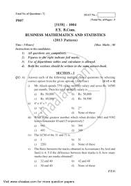 Business Mathematics And Statistics 2016 2017 Bachelor Of