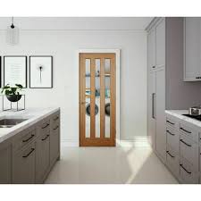 Modern 3p Panel Oak Clear Glzd Door