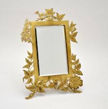 antique art nouveau brass table mirror