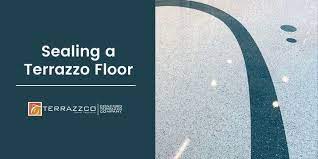 applying sealer to terrazzo flooring