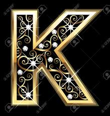K Gold Letter With Swirly Ornaments