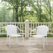 Crosley Palm Harbor Outdoor Wicker Stackable Chairs Set Of 2 White