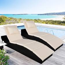 2 piece patio rattan pool lounge chair